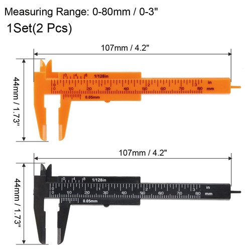 uxcell Vernier Caliper 80mm 3 Inch Metric Mini Double Scale Plastic Ruler Measuring Tool 1Set