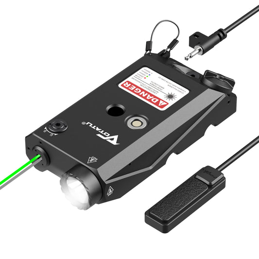 VOTATU V840 Green Laser/Light/IR Combo, 1500 Lumens Tactical Flashlight Laser for Rifle and Carbine Compatible with M-LOK Picatinny Rail, Pressure Switch and USB Magnetic Rechargeable