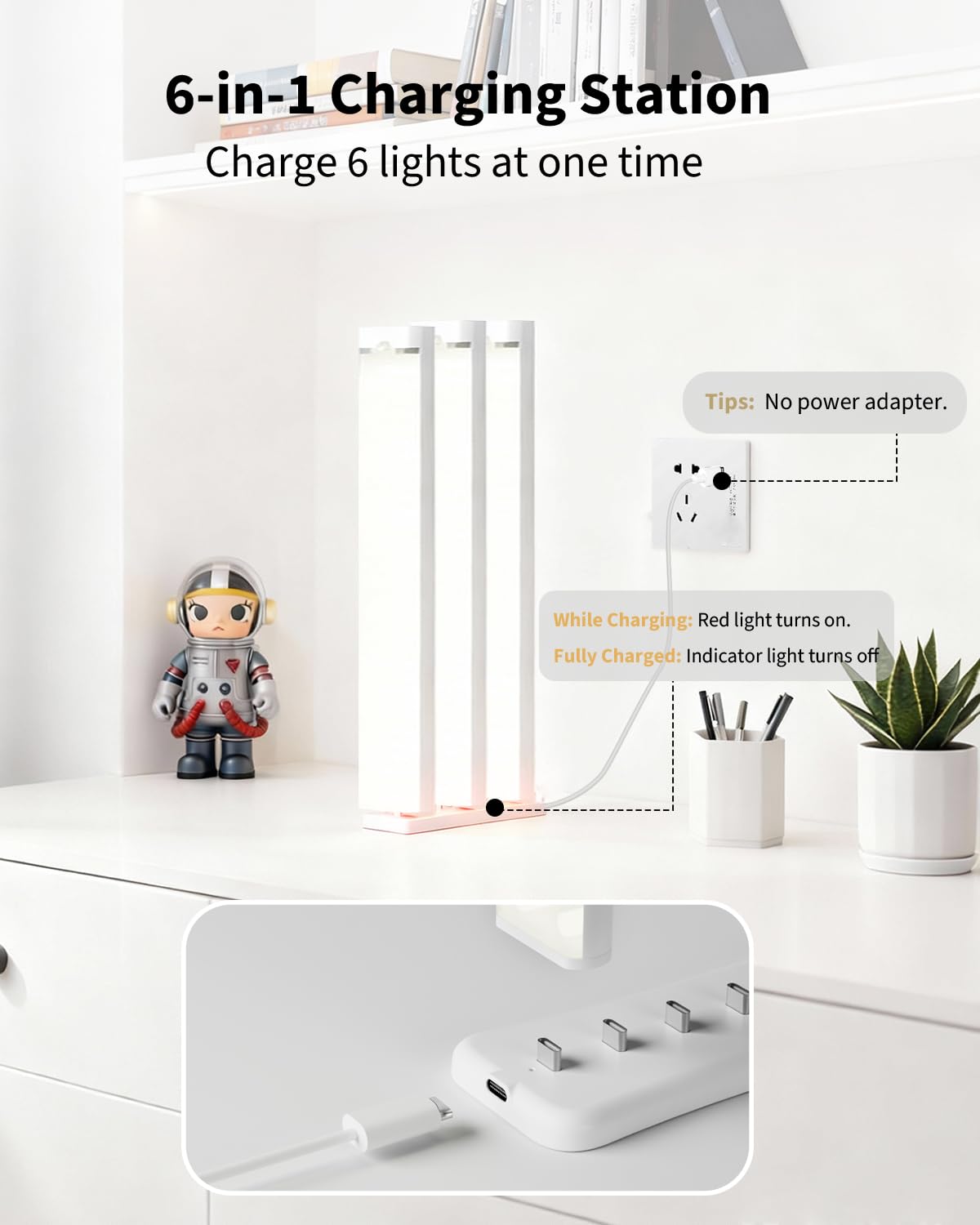 Rihvy 3 Packs Under Cabinet Lighting with Charging Station 8 Inches, Motion Sensor Light Indoor Rechargeable, 3 Color Dimmable Closet Light, USB Led Stick on Under Counter Lights for Kitchen Pantry