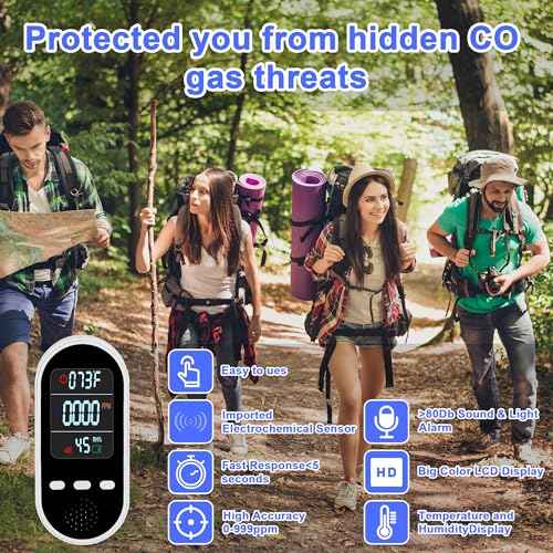 Combustible Gas & Carbon Monoxide Detector 4-in-1 Alarm with Temp/Humidity Sensor ? Plug-in CO/Gas Leak Detector for Home, RV, Apartment Safety (Explosive Gas & CO Detection) (Battery, 2-Pack)