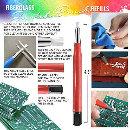 Pixiss Scratch Brush Refills, 24 Pack, Premium Fiberglass, Jewelry Making, Metal Polishing, and Finish Refills