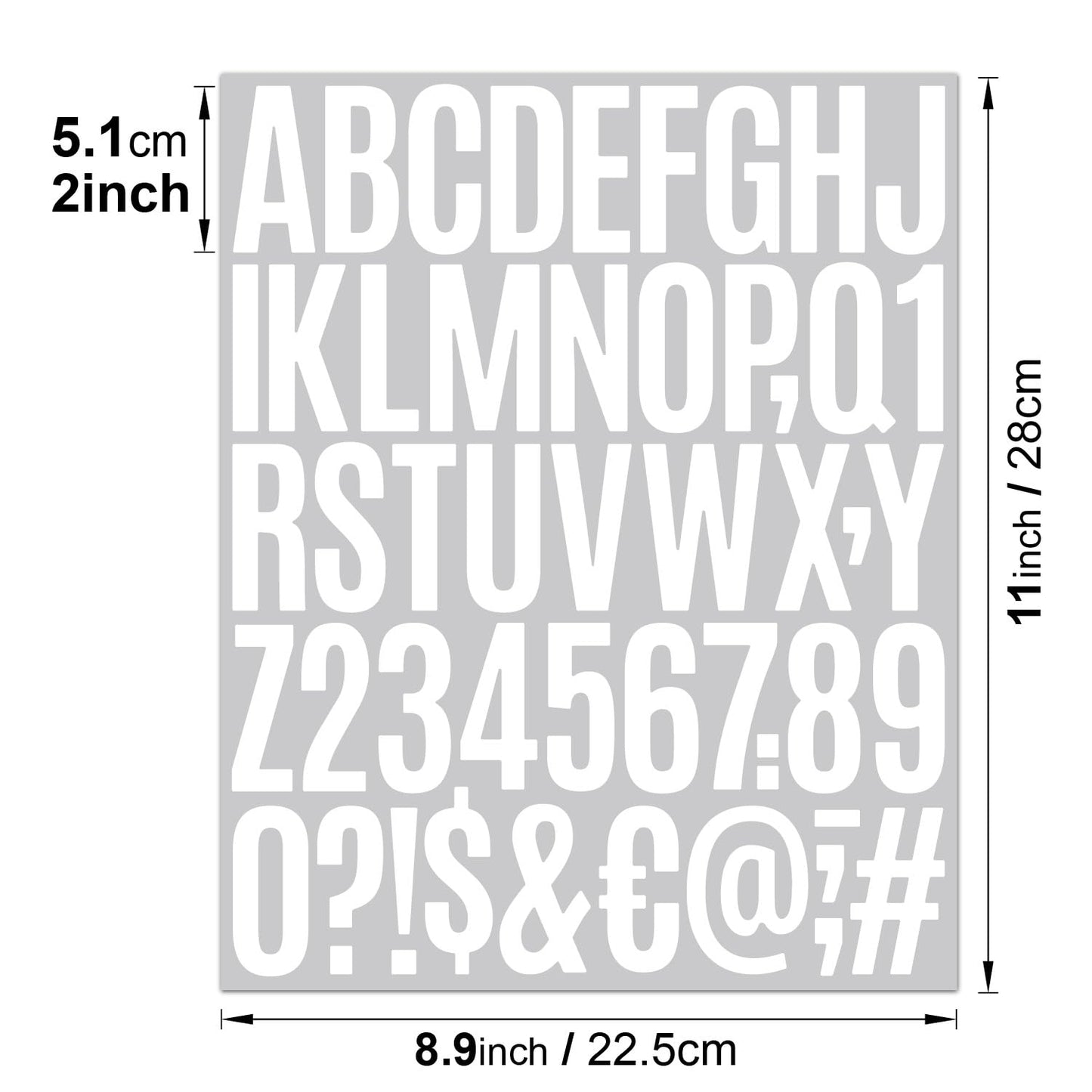 10 Sheets 500 Pcs Vinyl Letter Stickers, 2 inch Self-Adhesive Alphabet Numbers Stickers Waterproof Mailbox Numbers Sticker Letters for Mailbox,Window, Door,Cars,Boats,Address Number(2 inch,White)