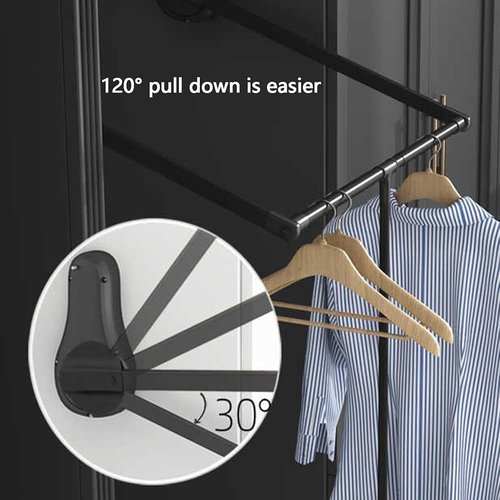 SAeWare Heavy Duty Pull Down Closet Rod, Pull Down Closet Rod, 100 Lbs Load Capacity, Applicable Cabinet Width 20.08-45.28 Inch (Brown 850)