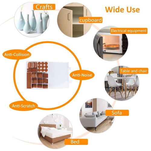 Felt Furniture Pads, 216 PCS Premium Furniture Pads, Self-Adhesive Wooden Hardwood Floor Non-Slip Stick-On Protectors with Box, Brown