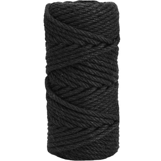 Leecogo 6mm Jute Rope 100 Feet Natural Craft Rope Twine String Perfect for Home Gardening Macrame Arts Crafts DIY Cat Scratching Post Replacement Repairing Recovering Cats Toy Making,Black