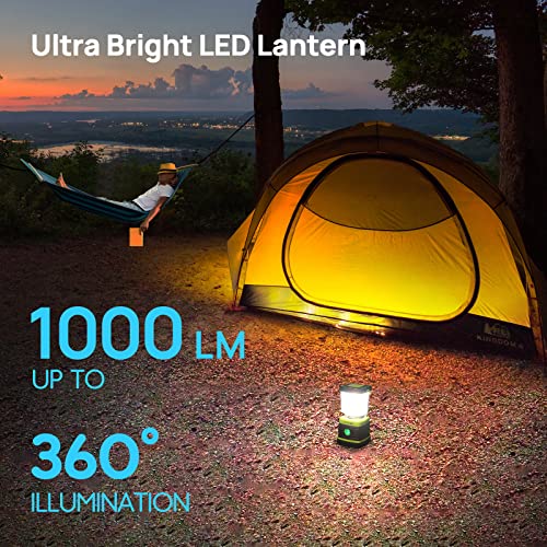 Consciot 1000LM Rechargeable LED Camping Lantern 2 Pack with 4 Light Modes, Dimmable, Green