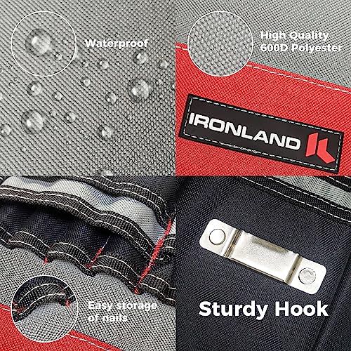 IRONLAND Bucket Tool Organizer for 3.5-5 Gallon Buckets, 51 Pockets, Red (Medium)
