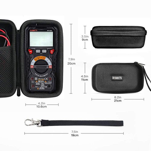 KAIWEETS HT118A/HT118E Multimeter Case, Protective Hard Storage Bag, Replacement with Mesh Pocket for Digital Multimeter TRMS 6000/20000 Counts Volt Meter Auto Ranging (Case Only, No Multimeter)