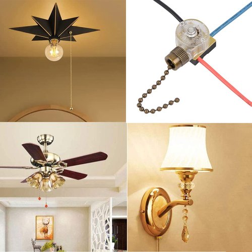 Ceiling Fan Light Switch Compatible with Hunter Ceiling Fan, Zing Ear ZE-110 Fan Switch 3 Way 3-Wire Replacement Pull Chain Switch (2 Pack, Bronze)