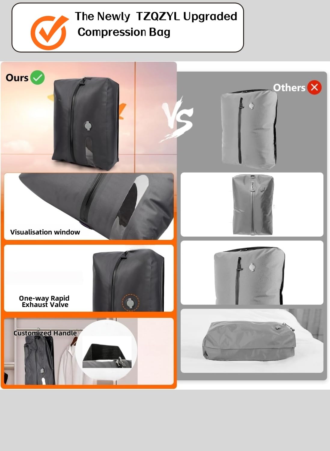 2025 Professional Vacuum Bags for Travel with Pump,with See-through Window, Space Saver Vacuum Seal Bags for Clothing Travel IP67