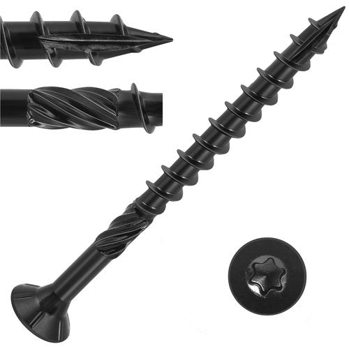 VGBUY Deck Screws 4 inch,Heavy Duty Exterior Wood Screws,Torx Drive Head Deck Screw Black Rust Resistant Epoxy Coated,Long Outdoor Decking Screws with Star Bit,for Fence,Timber (43pcs)