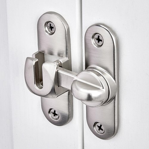 Wocoe Silvery 90/180 Degree Flip Barn Door Lock, Protect Privacy - Security Door Latch, Gate Latches Hardware for Barn Door, Window,Garden, Cabinet, Bathroom, Sliding Door