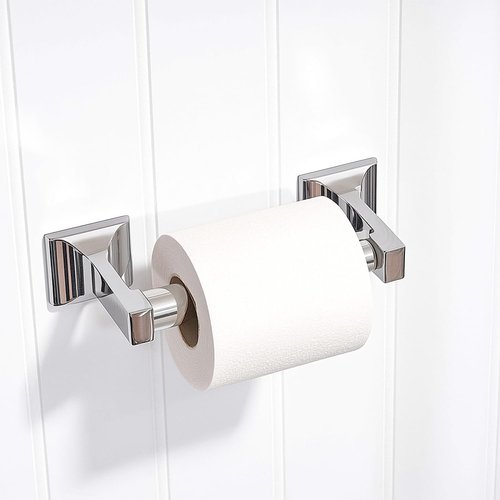 Toilet Paper Holder with Spring Loaded Replacement Rod Universal Stick Roller for Bathroom Wall Tissue Paper Roll Holders Chrome Plastic Extender Slot Machine Style