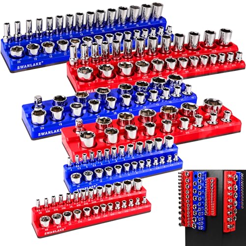 SWANLAKE 6PCS Magnetic Socket Organizer Set for 1/4