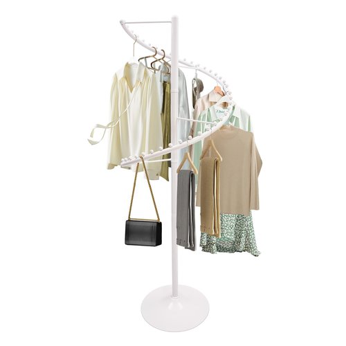 Lzerahera Spiral Rotating Clothing Rack, 360° Spiral Retail Costumer Heavy Duty Garment Rack with 38 Ball for Retail Stores, Bedroom, Living Rooms (White)