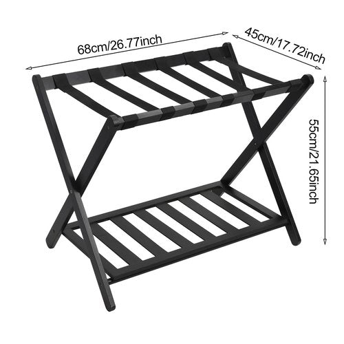 Gryphvex Luggage Rack,Bamboo Luggage Stand,Heavy-Duty Suitcase Holder,Foldable Travel Shelf for Guest Room Bedroom Hotel, Double Layer Structure, Holds up to 150lbs, No Assembly Needed