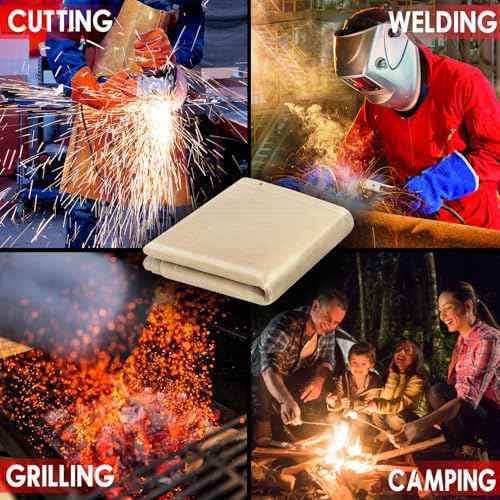 Welding Blanket - Heavy Duty Fiberglass Fireproof Blanket 2 Pack 4 x 6 inch 1022¡ÆF Heat Resistant Flame Retardant Protective Mat High Temp Insulation Fabric Blanket for Soldering Brazing Grill