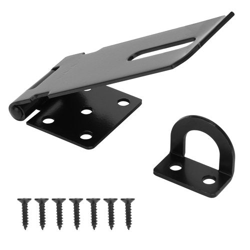 YONSIN 4" Door Padlock Safety Hasp Latch, Door Hasp Clasp Lock Gate Shed Hasp Latch Lock for Door Window Cabinet Pet Cage Toolbox Shed Fence, 304 Stainless Steel, Matte Black Finish, 1 Pack