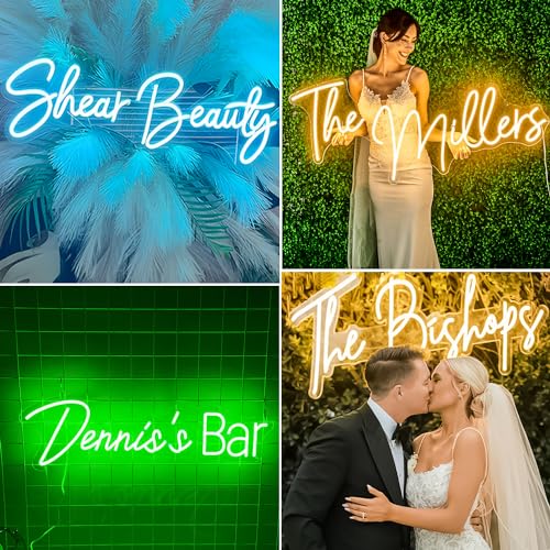 CIONAOR Custom Neon Sign 15-60in Personalized LED Light for Weddings Bars Salons