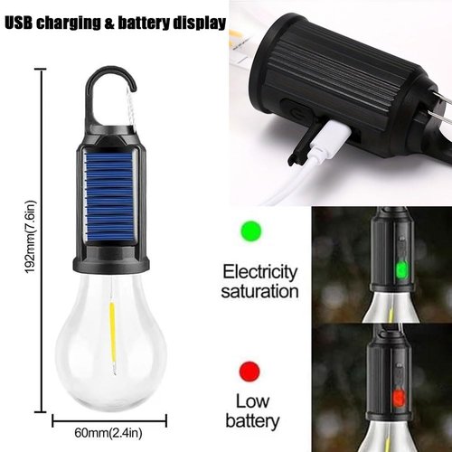 Solar Rechargeable Hooked Camping Light, Waterproof Portable Solar Camping Light, 3 Light Modes Adjustable Camping Lamps for Hiking, Party, Camping, Fishing (4Pcs)