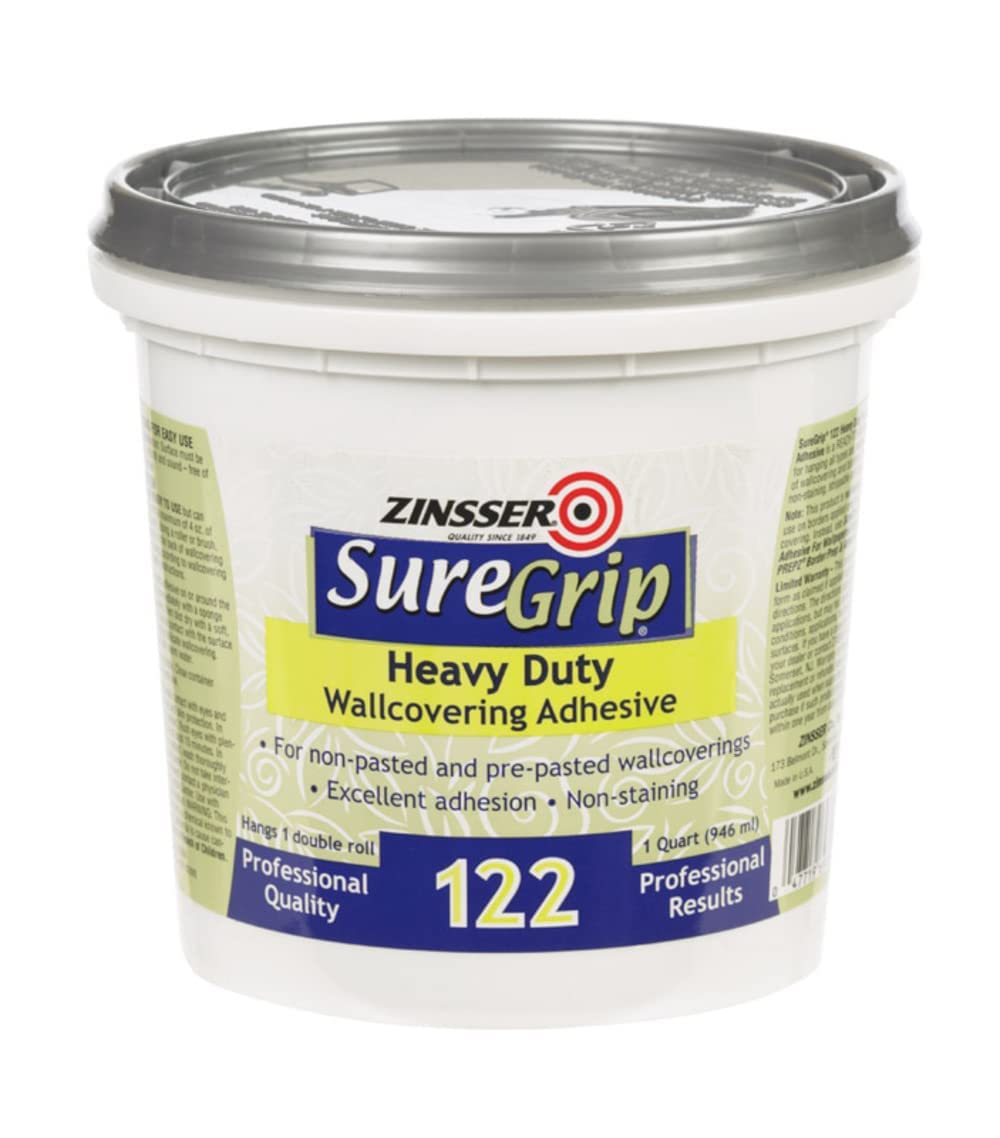 Zinsser SureGrip 122 Heavy Duty Wallcovering Adhesive, Quart
