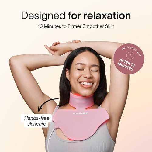 Solawave Red Light Therapy Mask for Neck & Chest | Red Light & Near Infrared Light Device for Décolleté | Rejuvenates the Skin, Smooths Look of Fine Lines & Wrinkles | Anti-Aging Skincare at Home