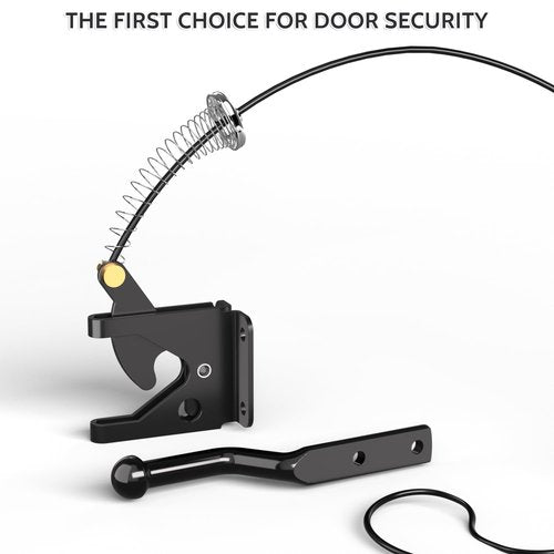 JZVXX Gate Latch with Spring Cable Pull for Fence Gate - Carbon Steel - Black,Self Locking Fence Gate Latch,Gate Latch for Wooden Fence,Fence Door Latch