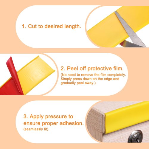 HARFINGTON U-Shape Edge Banding 5/8" x 19.7ft (16mm x 6M) Self Adhesive TPE Flexible Veneer Tape Soft Edge Strip Protector for Furniture Cabinet Table Protection Repair, Yellow