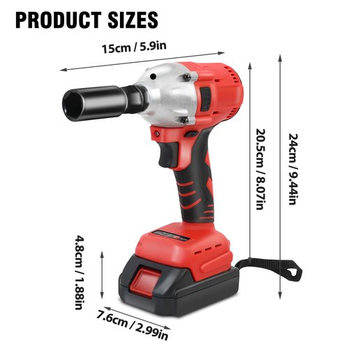 ALSO GO Cordless Impact Wrench 1/2", Electric Impact Gun 450N.m/330Ft-lbs, 20V High Torque Power Impact Driver, 2 Batteries & Fast Charger, 6 Sockets, Variable Speed for Car Repair/Truck/Mower/DIY