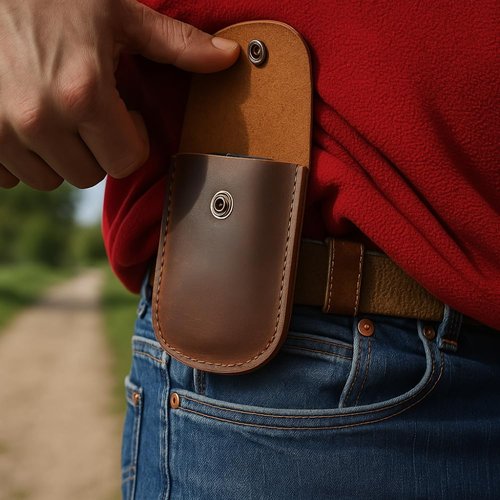 Tolredo Handcrafted Leather Belt Holster for Men – Full-Grain European Cowhide – EDC Pouch for Tools, Lighter, Knife – Rugged Handmade Sheath – Fits Belts up to 2.5 (Midnight Oak)