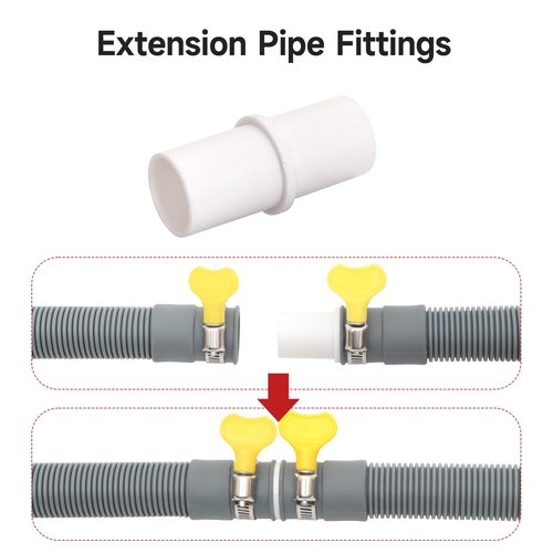Yeturaaw 10Ft Washing Machine Drain Hose, Dishwasher Drain Hose Extension – No Tools Install, Universal Fit for Washing Machine, Dishwasher, Leak-Proof with 4 Adjustable Clamps & U-Bracket