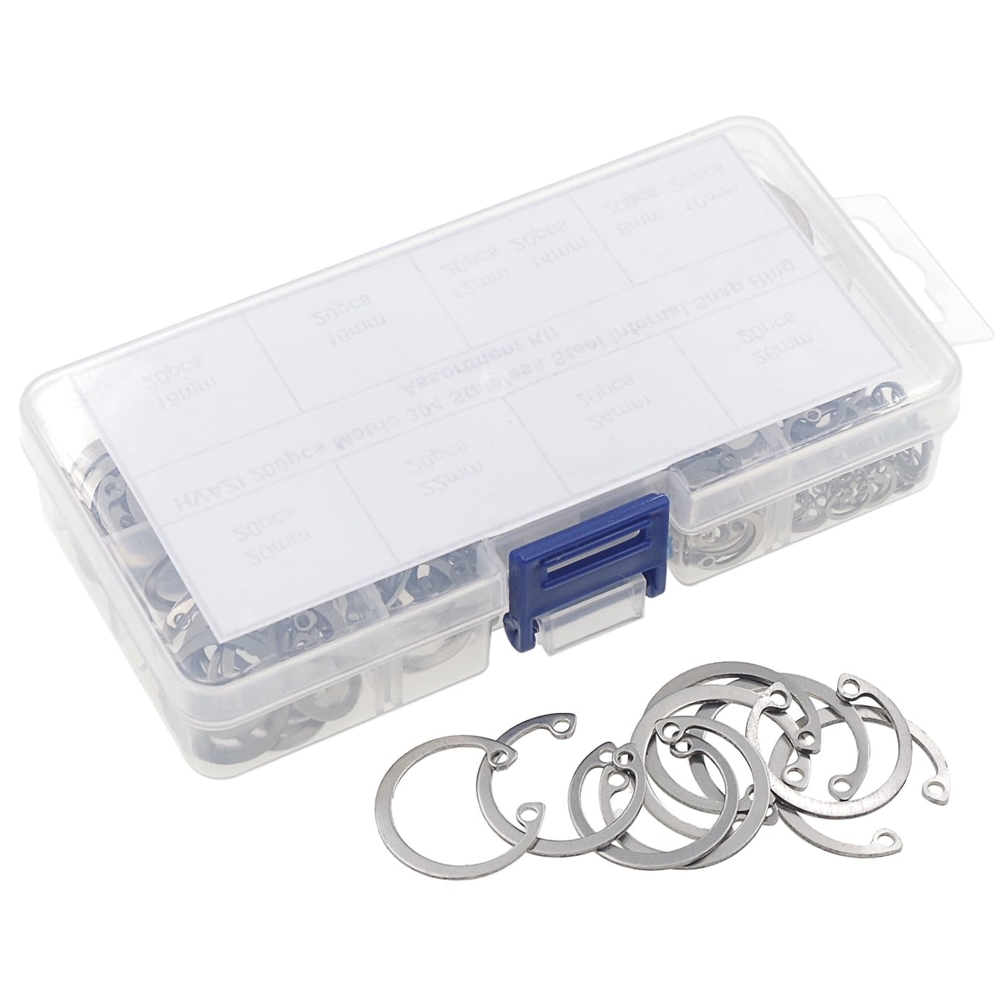HVAZI 200pcs Metric 304 Stainless Steel Internal Snap Ring Assortment Kit 10 Kinds