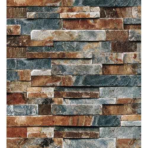 CAX Stone Peel and Stick Wallpaper Faux Stone Wallpaper 17.5" X 120" Brick Contact Paper Self-Adhesive Stones Peel and Stick Wallpapers Rustic Wall Paper for Living Room Kitchen Backsplash Fireplace
