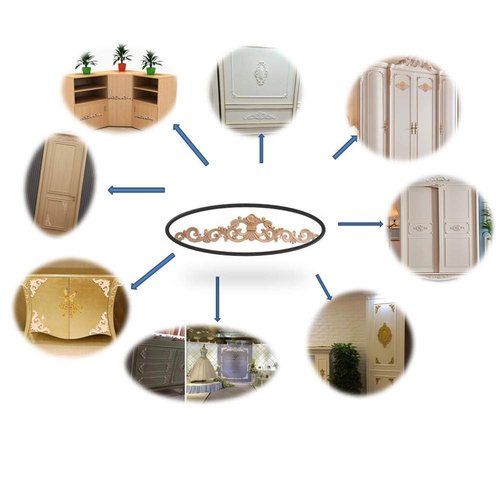Beoot Wood Carved Long Onlay Applique Woodcarving Corner Decal Applique Unpainted Furniture Door (46x9cm/18.11x3.54inch)