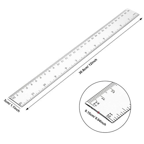 Eboot 50 Pack 12 Inch Rulers Bulk Clear Plastic Ruler Measuring Tool for Kids Student School Office