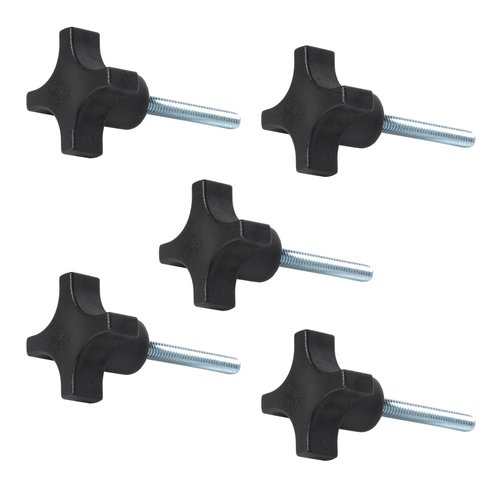 POWERTEC 5 Pack 1/4"-20 4 Point Knobs with 2" Threaded Stud, Thumb Screw Knobs with bolts for Lawn Mower, Umbrella Base, Woodworking Tools & Jigs, Clamps (QNB3011)