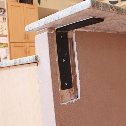 WINKER Countertop Support Bracket 2 Pack Heavy Duty Hidden L Shelf Bracket 12" x 6" x 2.5" Metal Corbels for Quartz/Granite/Wood/Concrete/Laminate Countertops, Black