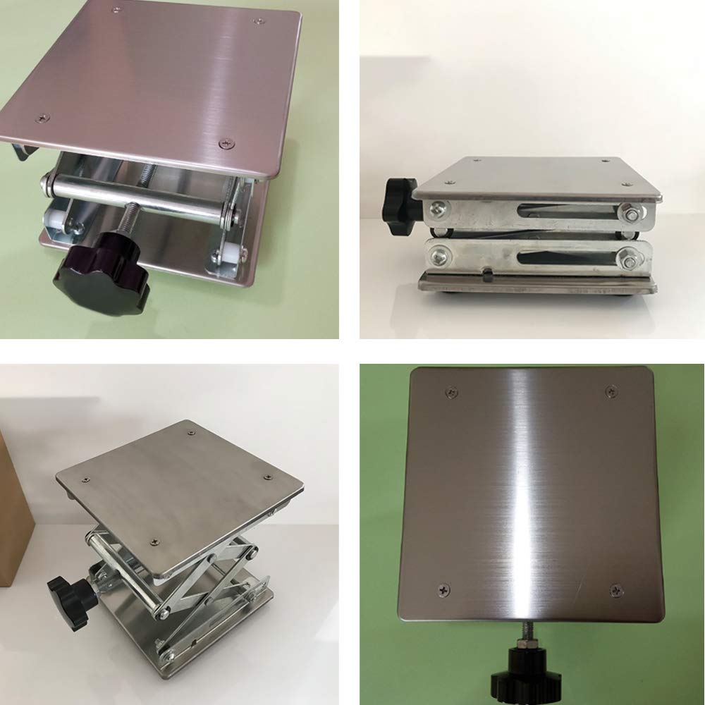 8" x8",Stainless Steel Lab Jack Scissor Stand Platform,Lab Lift Stand Table, Scientific Scissor Lifting Jack Platform,Expandable Lift Height Range 80mm-326mm,Maximum Support Weight 50kg