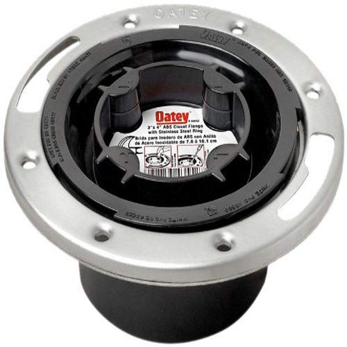 Oatey 43558 3 in. or 4 in. Fast Set Black ABS Easy Tap Closet Flange with Metal Ring