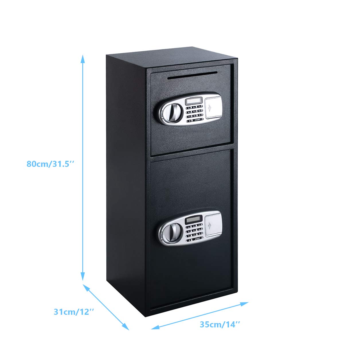 Casart Double Door Safe Box, Digital Safe Depository Drop Box with Keys for Home and Office, Security Lock Box for Gun, Cash and More