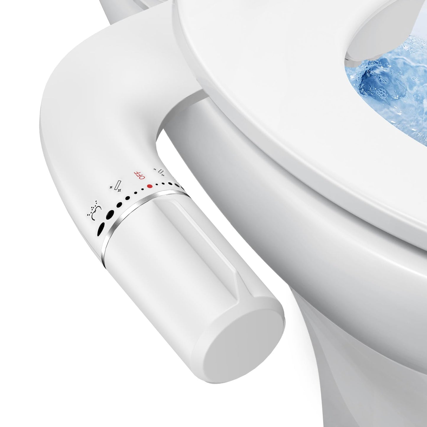 SHIKITEK Bidet Attachment for Existing Toilet Seats, Ultra-Slim, Non Electric, Dual Nozzle, Rear & Feminine Wash, Fresh Cold Water Sprayer, Badays Bedets Bedits Badette Bidgets, Silver