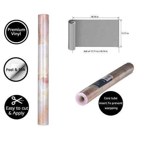 Art3d 17.71" x 78.74" (Pack Of 1) Contact Paper Pink Marble, Pink