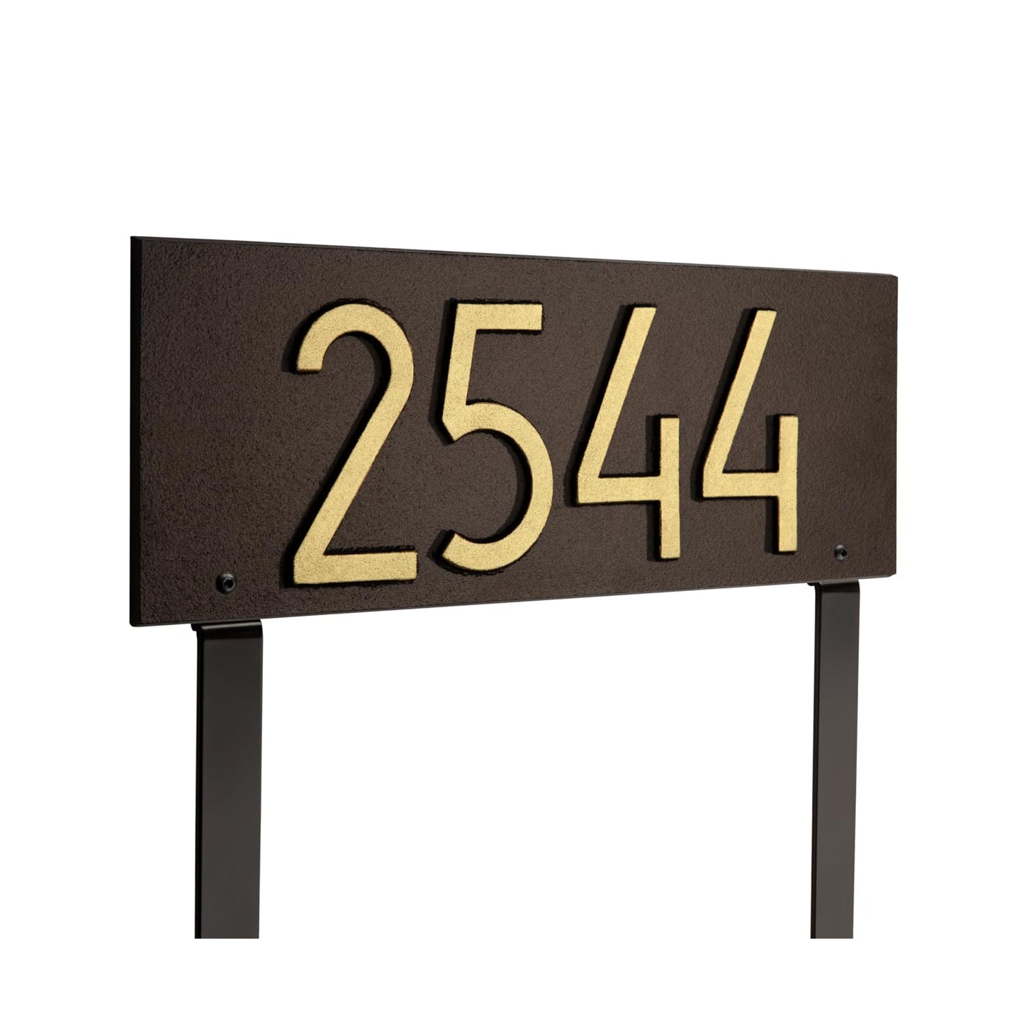 Whitehall Personalized Cast Metal Lawn Mounted Address Sign - The Mid-Century Modern Rectangle Plaque. Made in the USA. Display your address Custom house number sign.