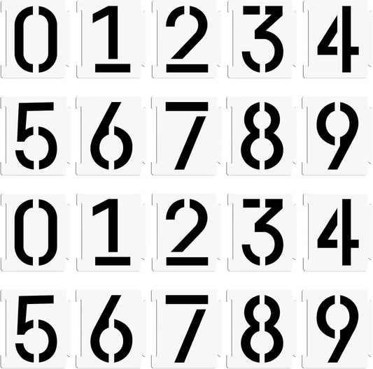 20 Pcs Black Reusable Number Stencils Curb Kit 0-9 Address Number Plastic Numbers Interlocking Stencils for Painting Address on Wall Wood Road Mailbox
