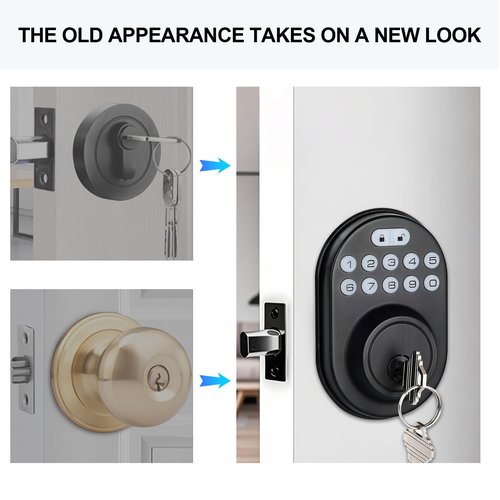 Security Smart Lock C30：Keyless Entry WiFi Deadbolt for Front Door, No Hub Needed! Auto-Lock, App Control, Easy Install- Black