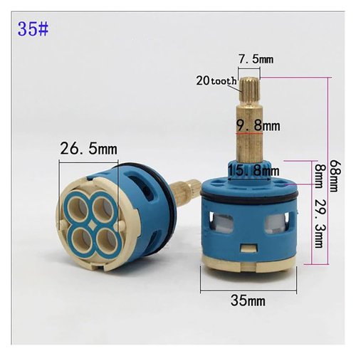 ZXDdxjiu Faucet Cartridge,Plumbing Parts, 26/28/33/35/37mm Ceramic Disc Cartridge Replacement Faucet Water Mixer Tap Inner Control Kitchen Faucet Valve(H 35mm)