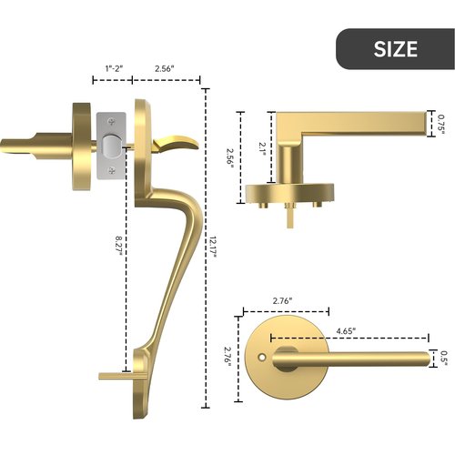 SMONET Smart Front Door Lock - Keyless Entry with Biometric Digital Touchscreen, Bluetooth, Alexa Compatible, Gold