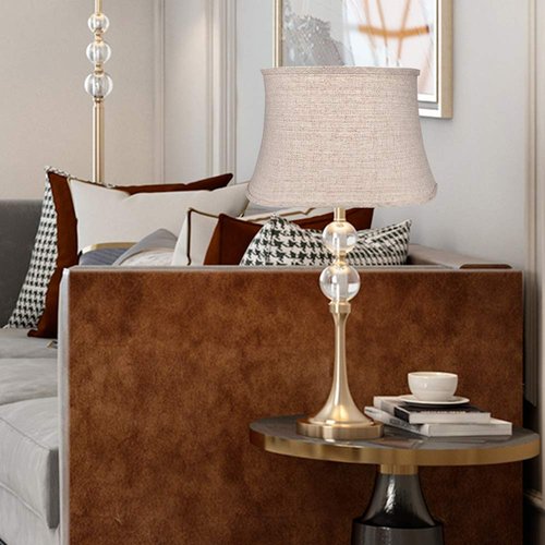 Tootoo Star Brown Large Drum Lamp Shade for Chandeliers Floor Light and Table Lamp, 12x16x11" Spider, Fabric Natural Linen Hand Crafted