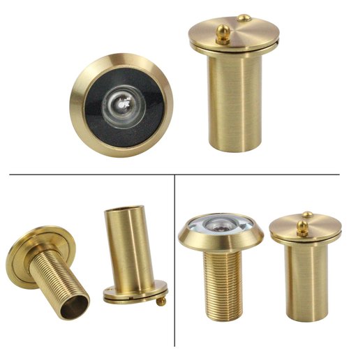Earl Diamond - Peep Holes for Door, Solid Brass 200-Degree Door Viewer Peephole with Heavy Duty Rotating Privacy Cover for 1-3/8" to 2-1/6" Doors for Home Office Hotel, Satin Gold