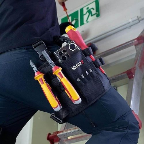 Holster Z 2.0 Tool Pouch - Multi-Tool Electrician Tools Pouch with Leg Tool Belt, Tactical Work Bag for Electricians, HVAC Techs, Repairmen - Durable Holster Pro Organizer with Belt Clip (Black Set*2)
